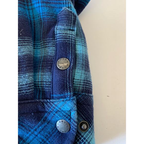 Orvis flannel shacket blue plaid women's medium - Picture 5 of 12